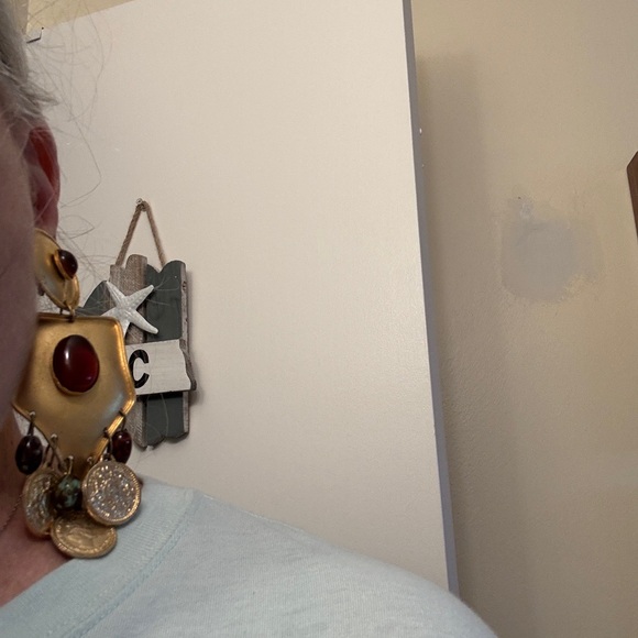 Vintage Gold and Amber Statement Earrings - Picture 5 of 12